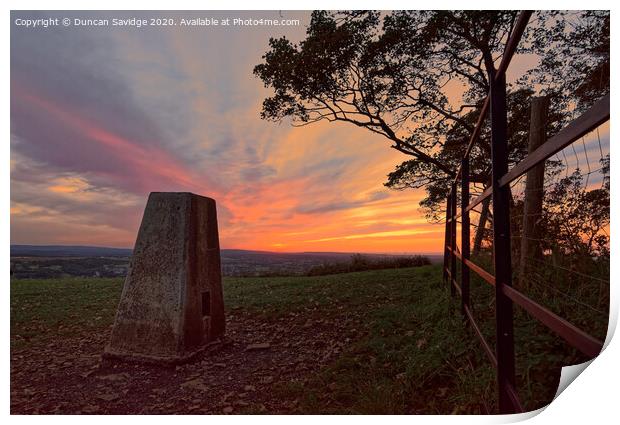 Kelston roundhill sunset Print by Duncan Savidge