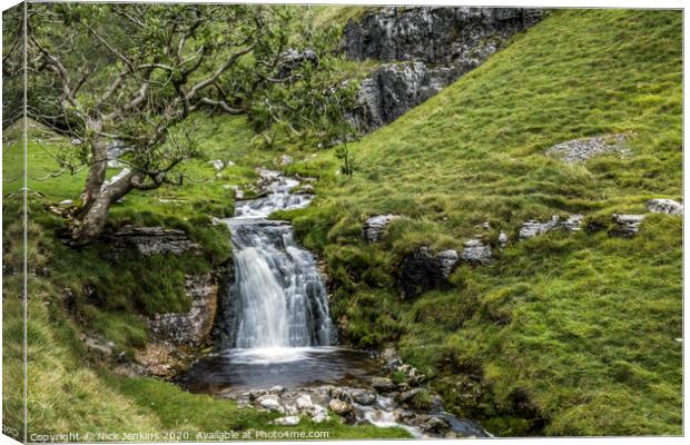 Waterfall up Buckden Ghyll in the Yorkshire Dales Canvas Print by Nick Jenkins