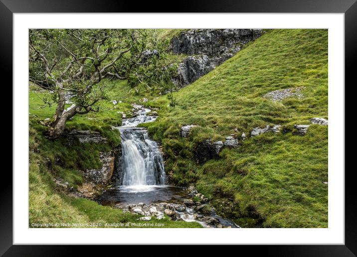 Waterfall up Buckden Ghyll in the Yorkshire Dales Framed Mounted Print by Nick Jenkins