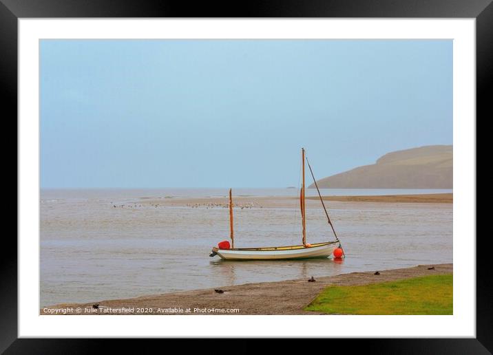 Pembrokeshire sail boat in the haze Framed Mounted Print by Julie Tattersfield