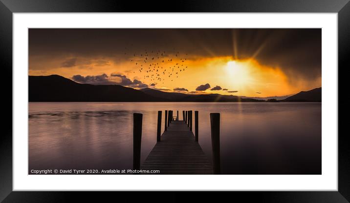 Jetty at Sunset - Derwent Water Framed Mounted Print by David Tyrer