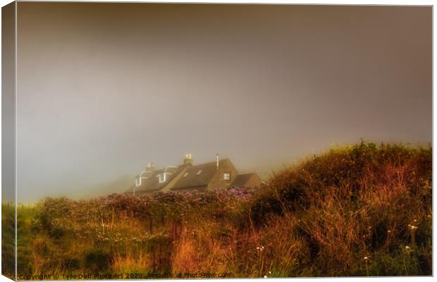 Cottage In The Mist At Portencross Canvas Print by Tylie Duff Photo Art