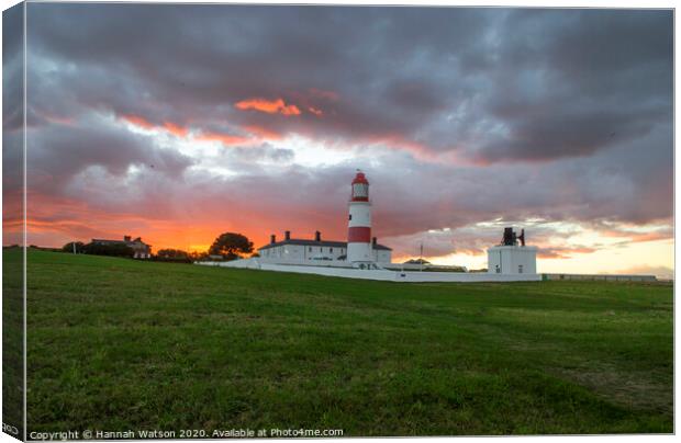 Souter Lighthouse Sunset Canvas Print by Hannah Watson