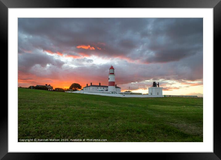 Souter Lighthouse Sunset Framed Mounted Print by Hannah Watson