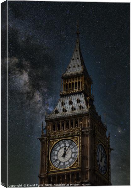 Big Ben on a Starry Night Canvas Print by David Tyrer