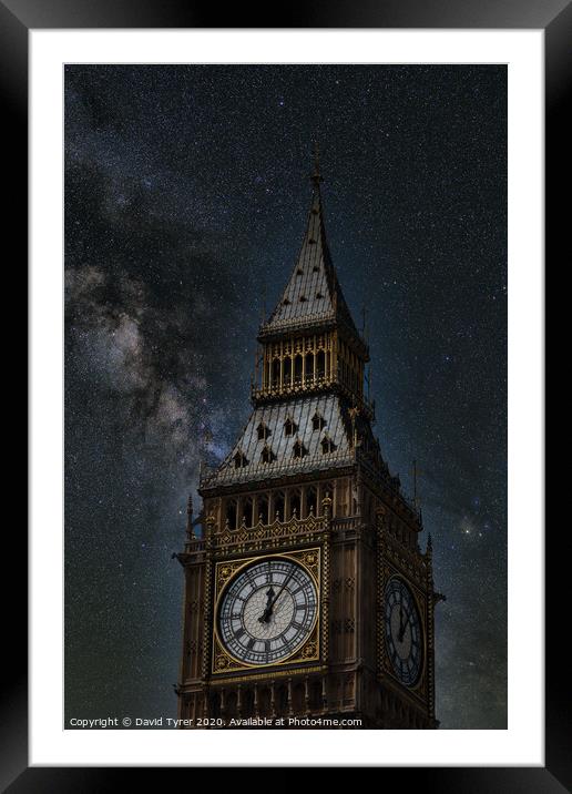 Big Ben on a Starry Night Framed Mounted Print by David Tyrer