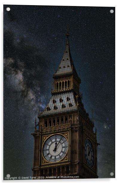 Big Ben on a Starry Night Acrylic by David Tyrer