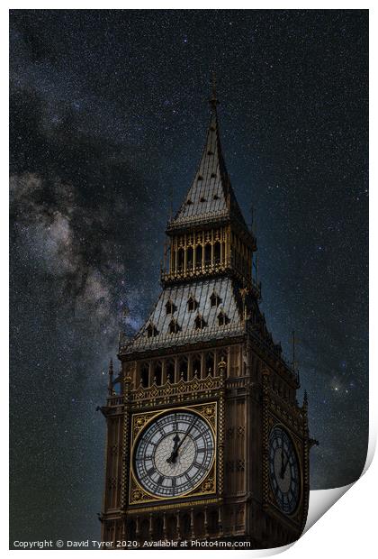 Big Ben on a Starry Night Print by David Tyrer