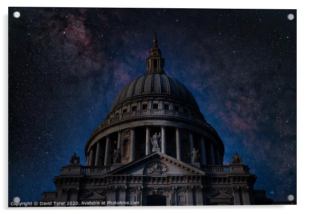 St Paul's Cathedral on a Starry Night Acrylic by David Tyrer