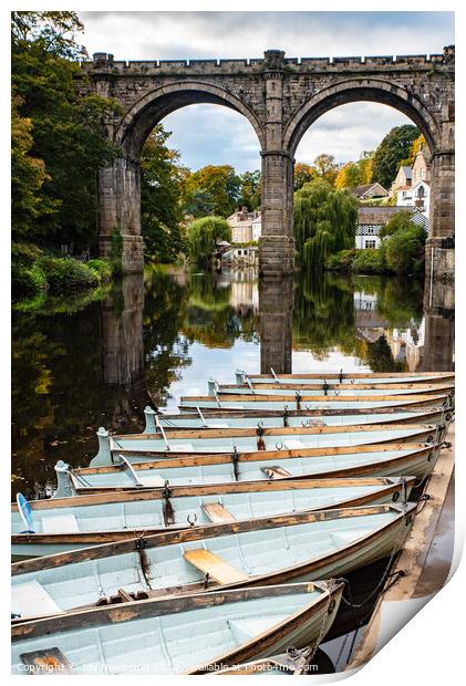 Knaresborough Viaduct & Rowing Boats Print by Joy Newbould