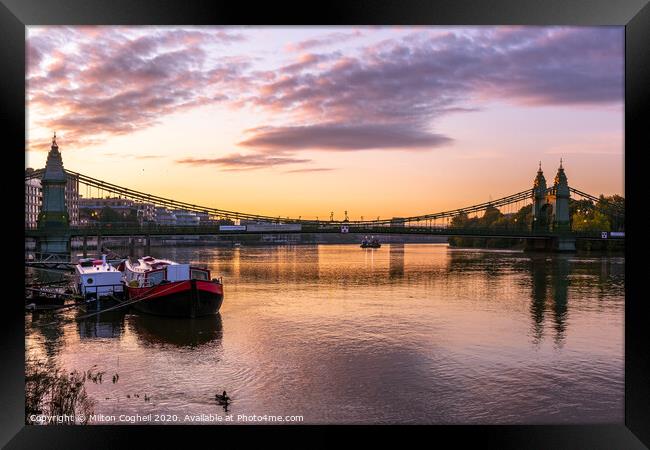 Serene Sunrise at Iconic Hammersmith Bridge Framed Print by Milton Cogheil