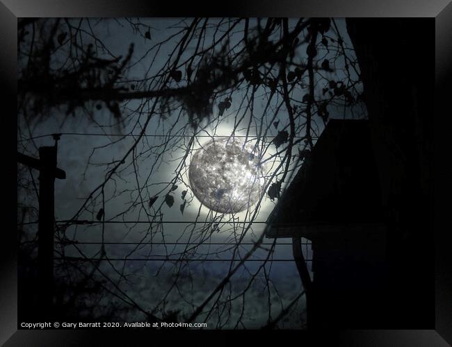Spooky Moon Glow Silhouettes Framed Print by Gary Barratt