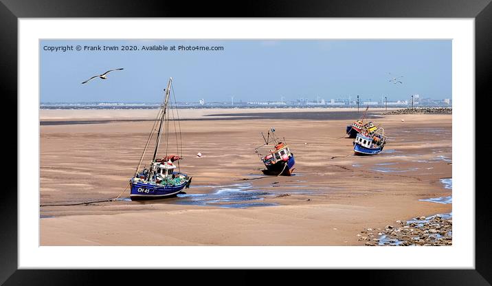 Hoylake Seascape, small boats at anchor Framed Mounted Print by Frank Irwin