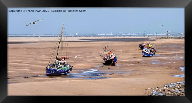 Hoylake Seascape, small boats at anchor Framed Print by Frank Irwin