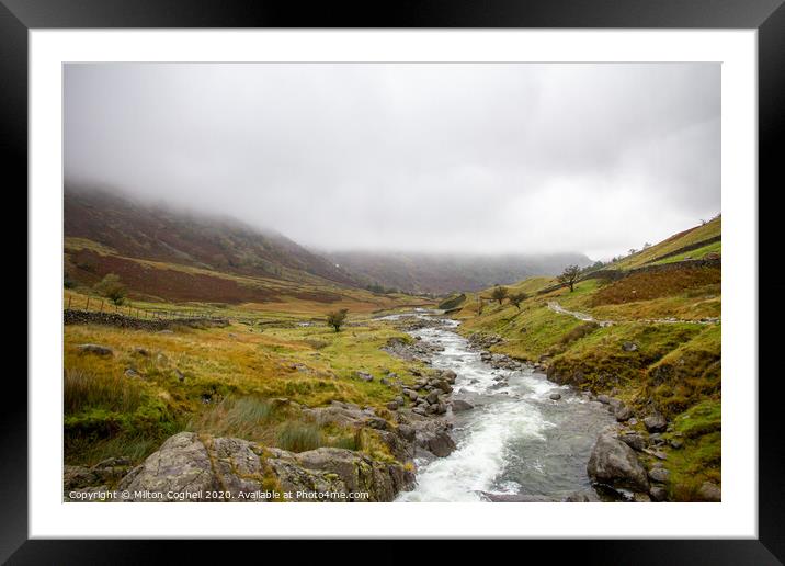 Lake District foggy landscape in the autumn Framed Mounted Print by Milton Cogheil