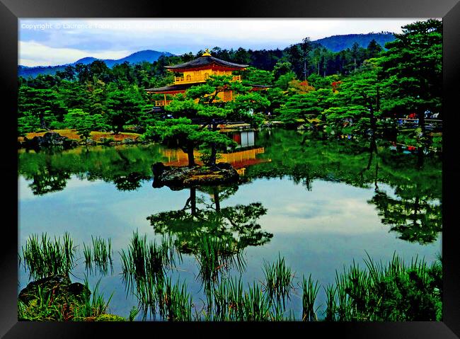 Golden Pavilion Temple. Kyoto, Japan  Framed Print by Laurence Tobin