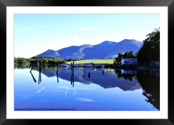 Reflections in Derwentwater with Skiddaw mountain  Framed Mounted Print by john hill