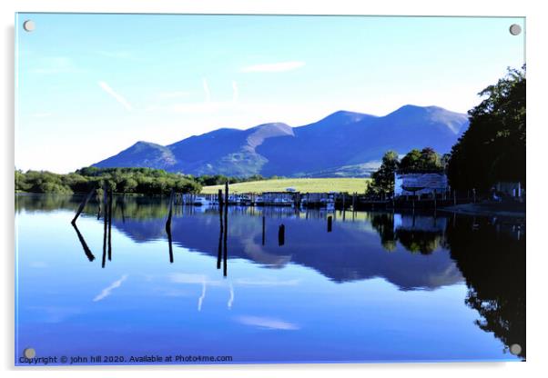 Reflections in Derwentwater with Skiddaw mountain  Acrylic by john hill