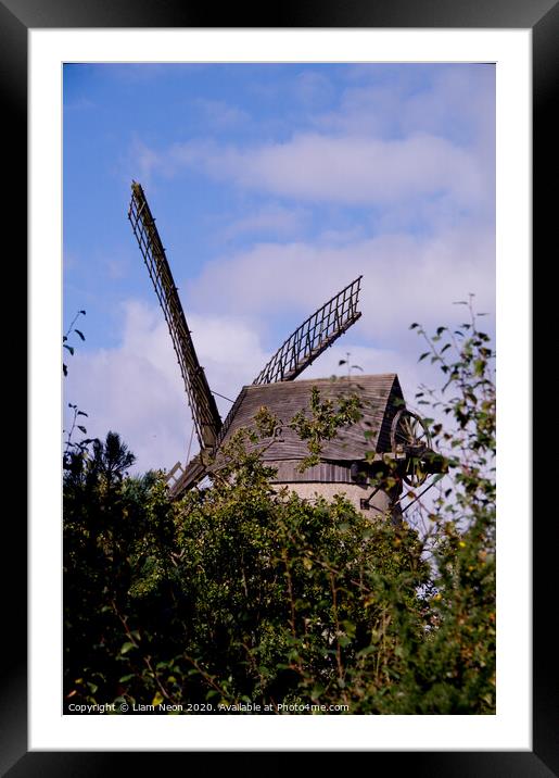 Bidston Windmill Through the Leaves Framed Mounted Print by Liam Neon