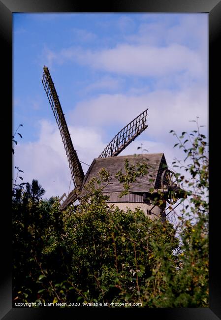 Bidston Windmill Through the Leaves Framed Print by Liam Neon