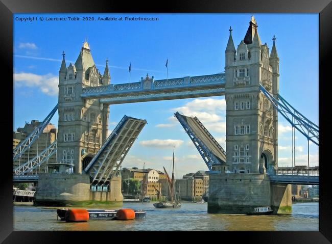 Tower Bridge with Raised Bascules Framed Print by Laurence Tobin