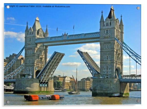 Tower Bridge with Raised Bascules Acrylic by Laurence Tobin