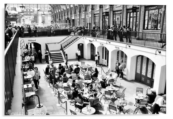 The interior of Covent Garden market with arch steel structure and glass ceiling London, England. Acrylic by M. J. Photography