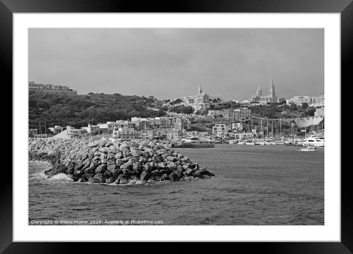 Gozo Harbour Malta Framed Mounted Print by Diana Mower