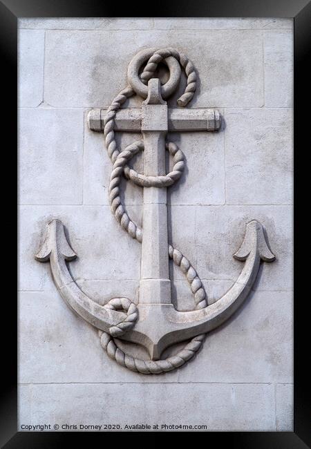 Anchor Carving in London Framed Print by Chris Dorney