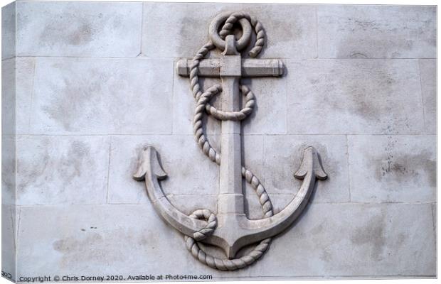 Anchor Stone Carving Canvas Print by Chris Dorney