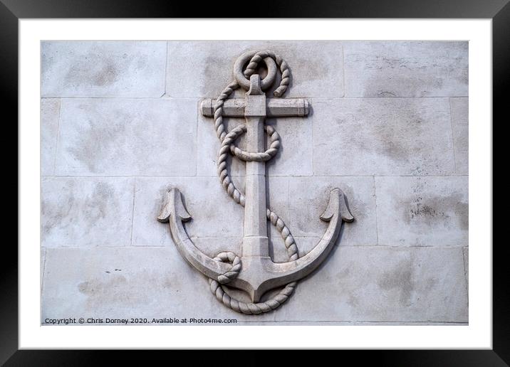 Anchor Stone Carving Framed Mounted Print by Chris Dorney