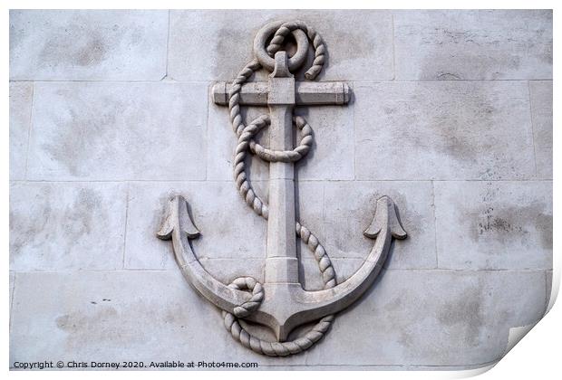 Anchor Stone Carving Print by Chris Dorney
