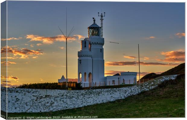 St Catherines Lighthouse Sunset Canvas Print by Wight Landscapes