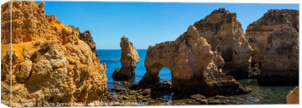 Grotto at Ponta da Piedade in the Algarve Canvas Print by Chris Dorney