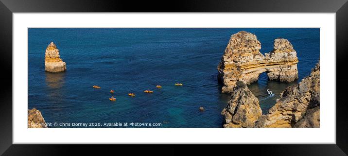 Rock Formations at Praia do Camilo in the Algarve Framed Mounted Print by Chris Dorney