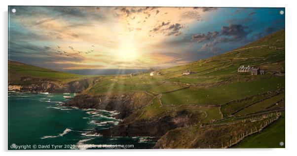 Sunset Embrace at Slea Head Acrylic by David Tyrer