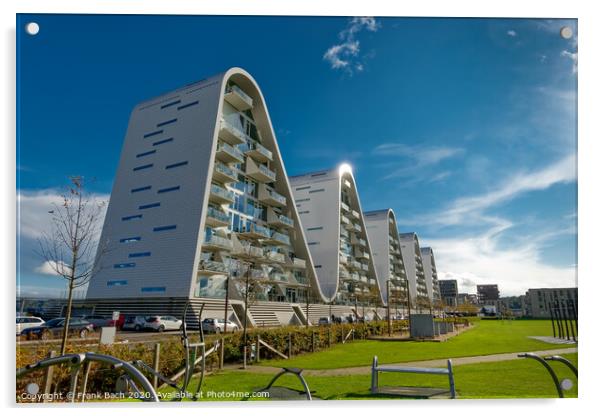 The wave boelgen iconic modern apartments in Vejle, Denmark Acrylic by Frank Bach