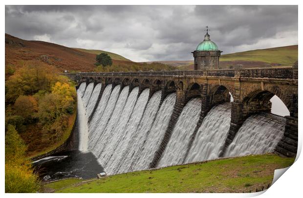 The dam at Craig Goch Print by Leighton Collins