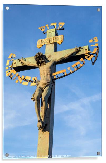 Crucifix Statue on the Charles Bridge in Prague Acrylic by Chris Dorney