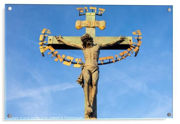 Crucifix on the Chales Bridge in Prague Acrylic by Chris Dorney