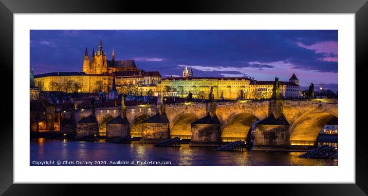 Prague Castle and the Charles Bridge Framed Mounted Print by Chris Dorney