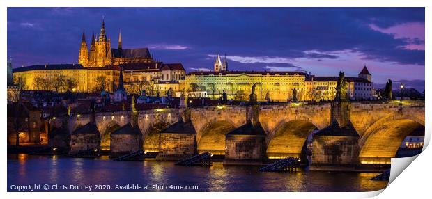 Prague Castle and the Charles Bridge Print by Chris Dorney