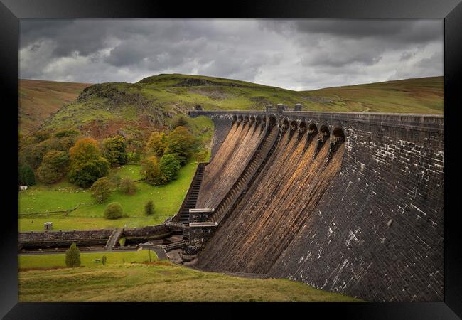 The Claerwen reservoir dam in Powys Framed Print by Leighton Collins