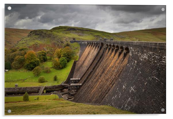 The Claerwen reservoir dam in Powys Acrylic by Leighton Collins