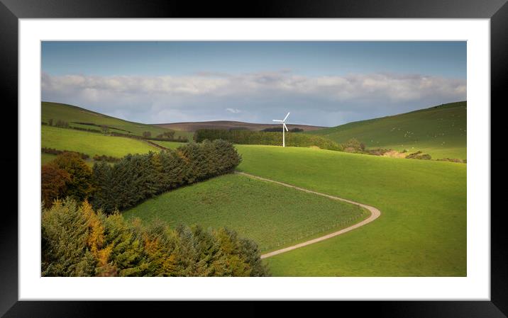 A solitary wind turbine Framed Mounted Print by Leighton Collins