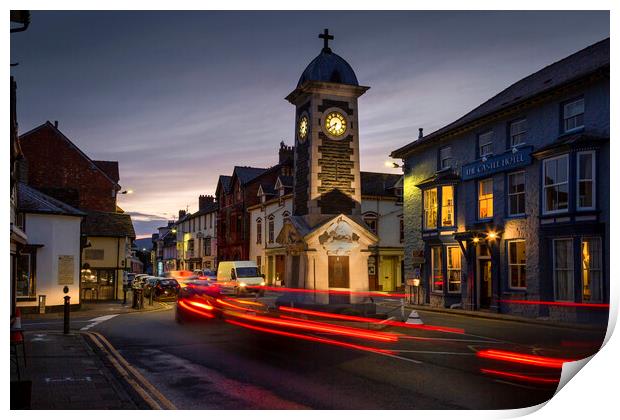 Rhayader town clock tower Print by Leighton Collins