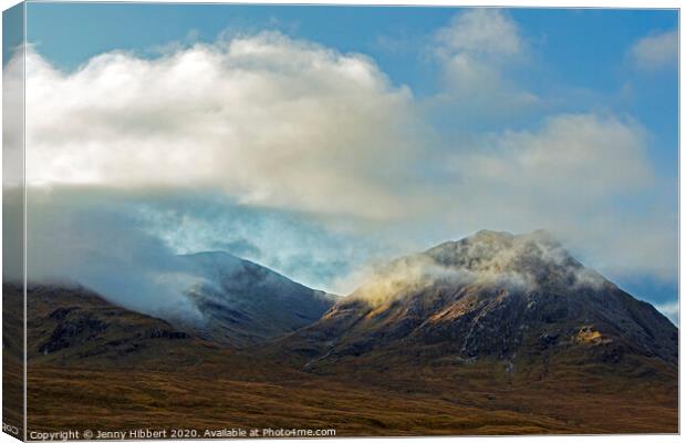 Mountains at Glencoe in low cloud Canvas Print by Jenny Hibbert