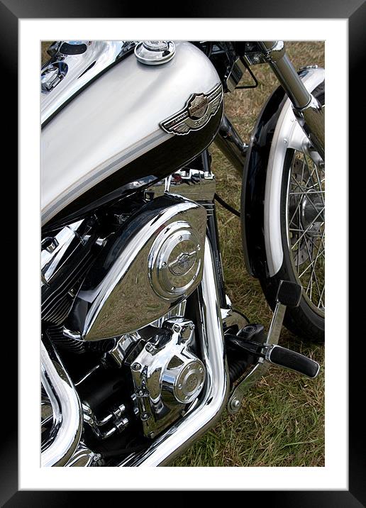 Vintage Harley Davidson Motor Cycle Framed Mounted Print by Richie Miles