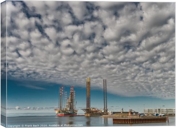 Wind power rigs in Esbjerg harbor. Denmark Canvas Print by Frank Bach