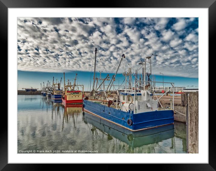 Fishing vessels in the harbor of Esbjerg, Denmark Framed Mounted Print by Frank Bach